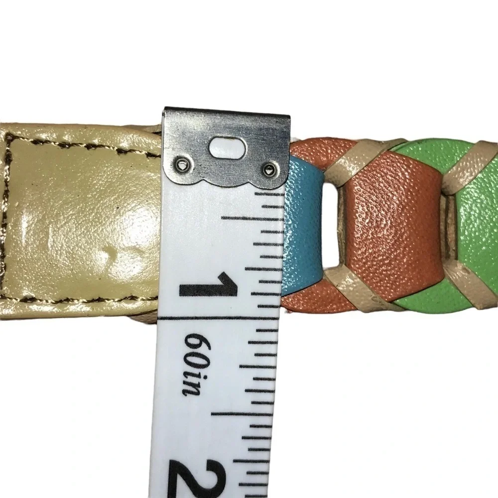 Vintage 100% Leather Woman’s Belt Colorful Link Style Size